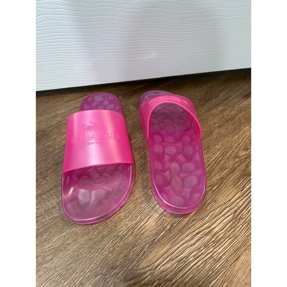 Hot Pink Jelly Coach Ulyssa Pool Slides US 10B, EUR 40.5 - Picture 4 of 7